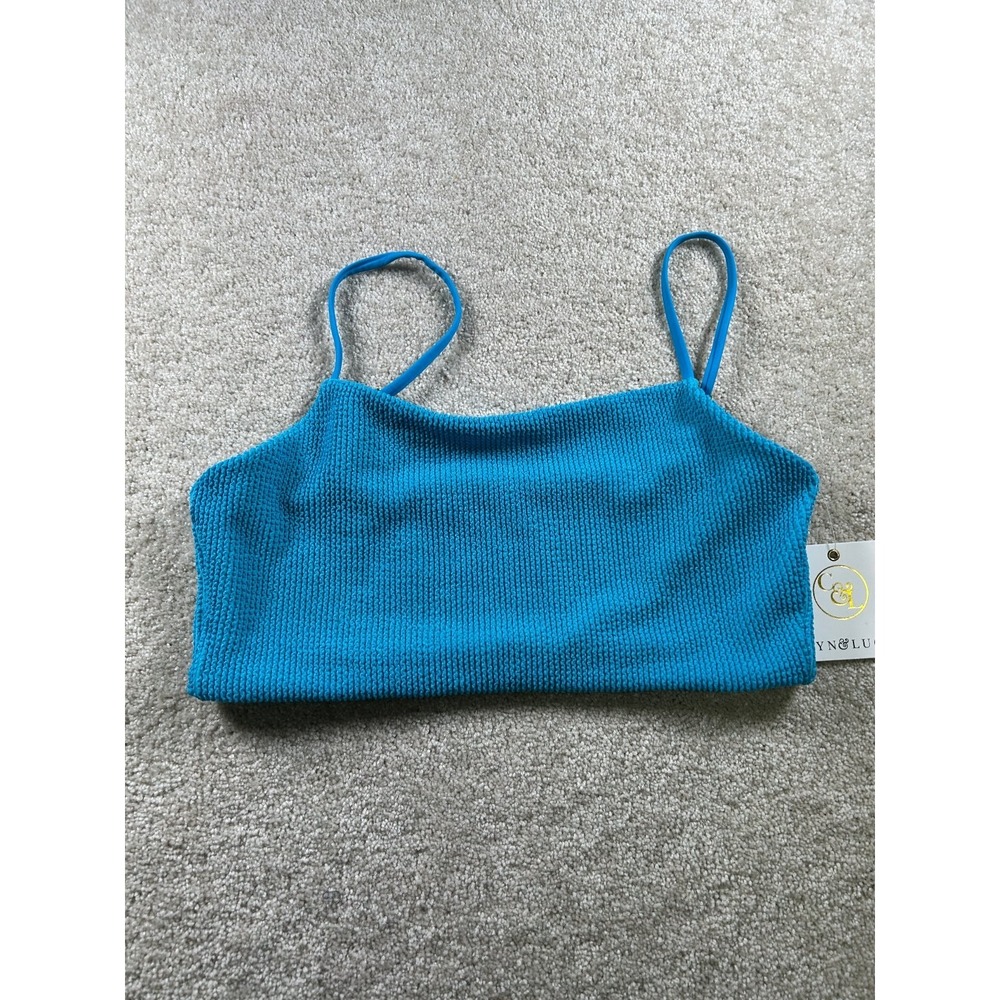 CYN & LUCA Women's Swimwear Bikini Top Peacock XLG‎ Textured